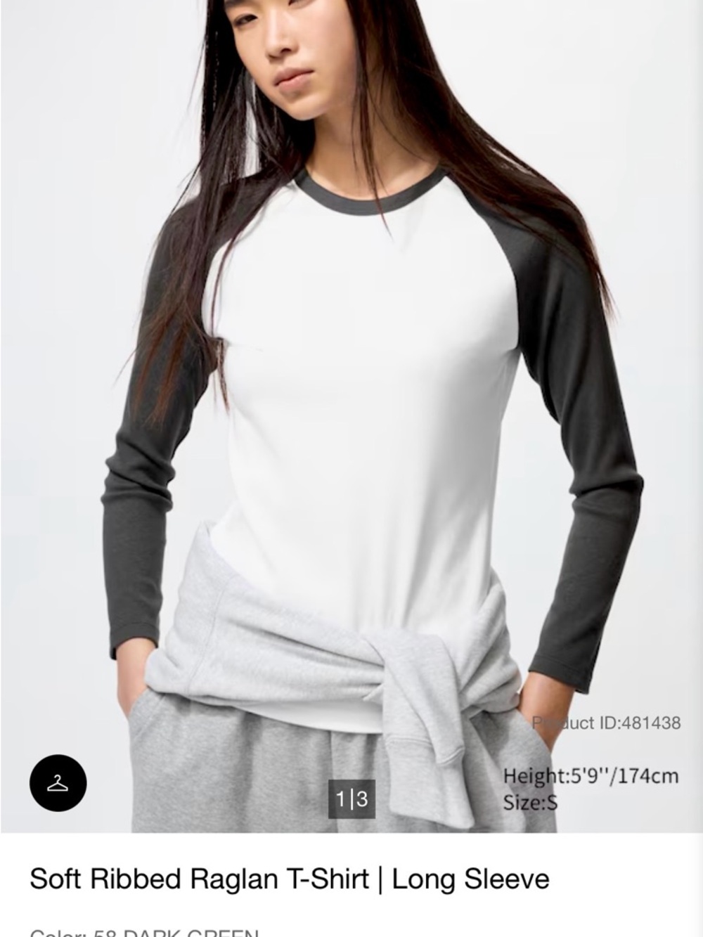 NWT Uniqlo Soft Ribbed Raglan Long Sleeve T-Shirt